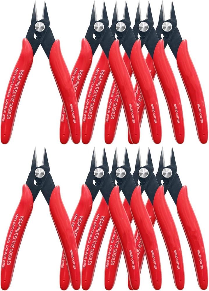 5" Micro Flush Cutter 10-Pack – 170 Wire Cutters for Jewelry & Zip Ties