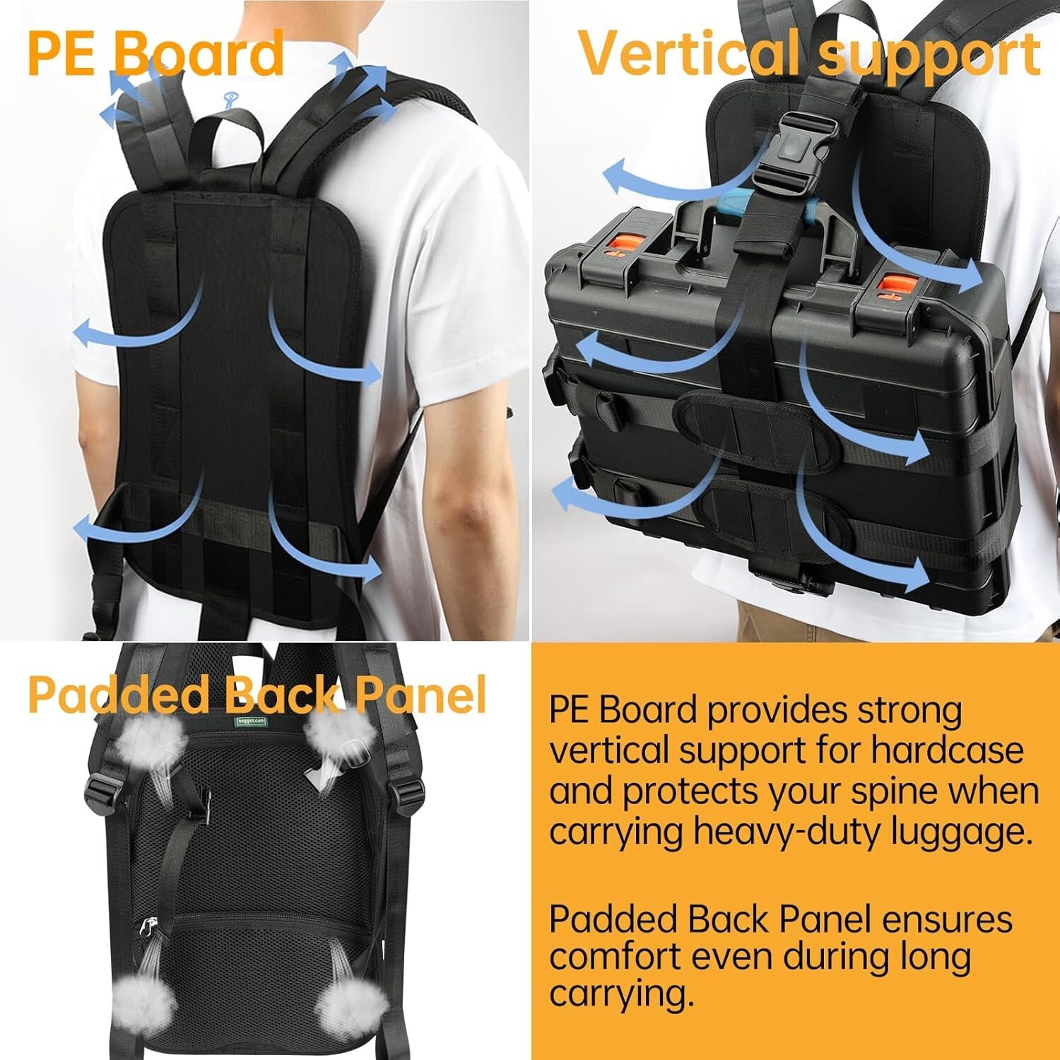 Backpack Carrying System with Strap for Carrying Hard Shell Case/Hand Luggage 4