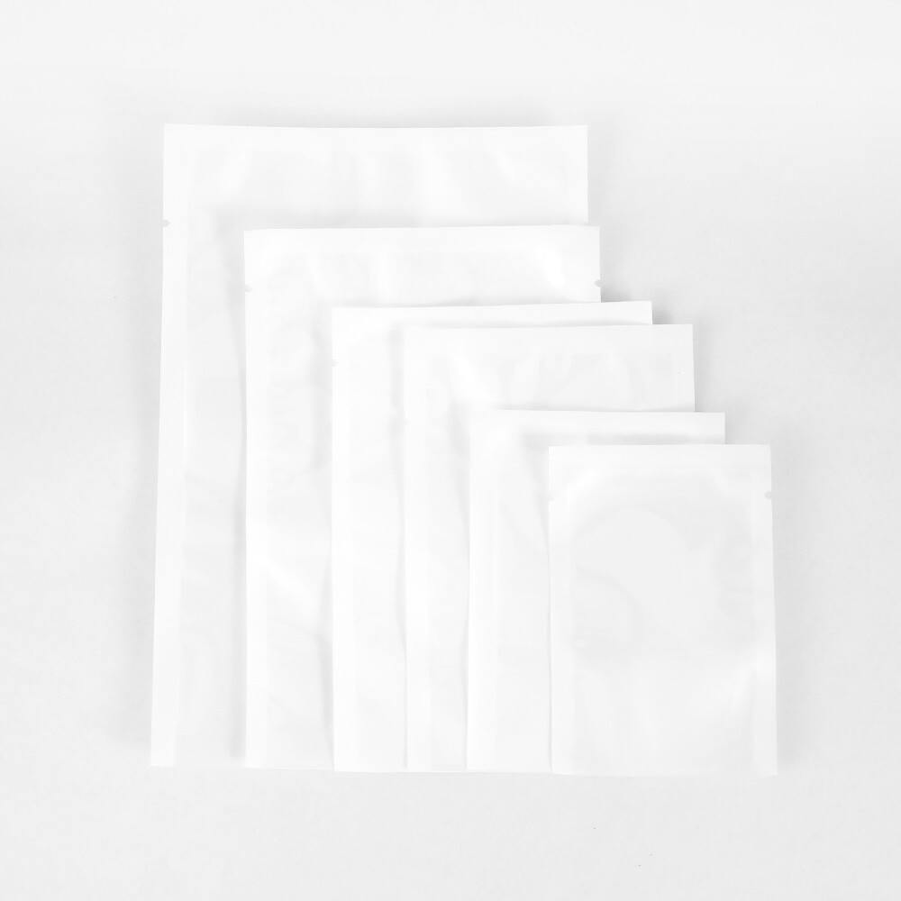 100 Clear White Mylar Tea Nut Coffee Sample Bags Heat Seal Open Fill Bags 2x3.5" gallery