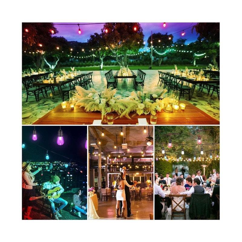 Mlambert 144Ft(3x48ft) Multicolor Outdoor Patio Lights, Dimmable RGB Cafe Str... gallery