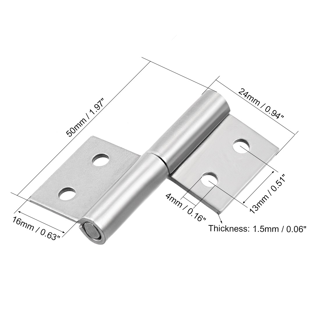 2-inch Steel Small Slip Joint Flag Hinge - Lift Off Right Handed Lid Door 2pcs gallery