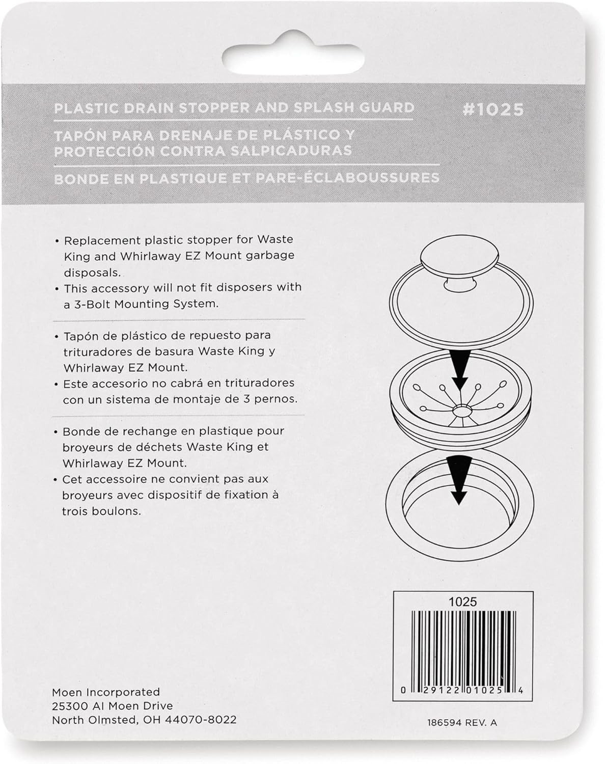 Waste King EZ Mount Garbage Disposal Stopper & Splash Guard Black 1025 gallery