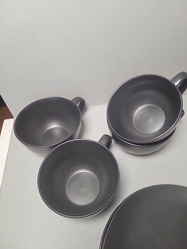 CB2 Black 'Pitch' Dinnerware 16 Piece - Set , Used gallery
