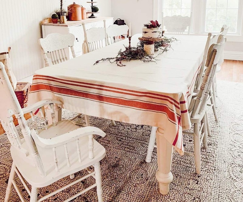 Red Tablecloths, Cotton Tablecloths for Rectangular, 100% Cotton, Farmhouse T... gallery