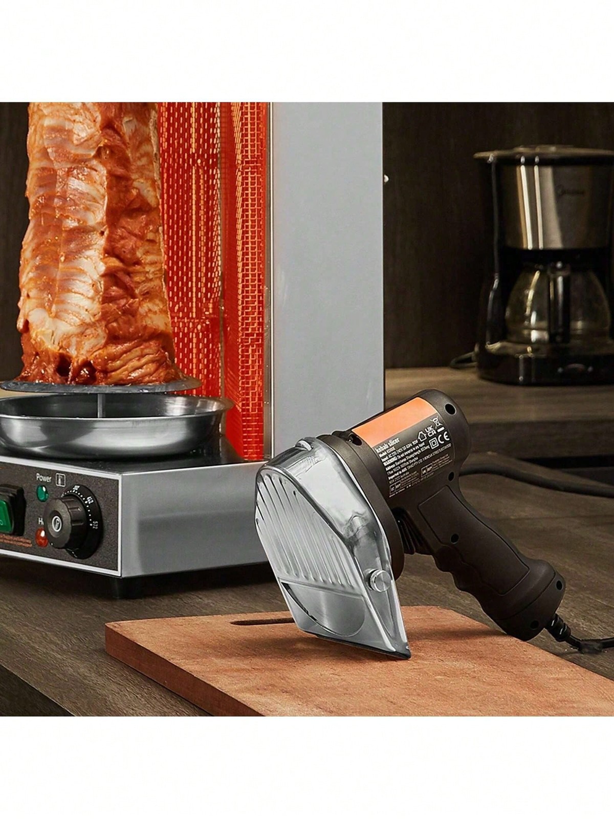 80W Electric Kebab Slicer, Stainless Steel with 2 Blades, 100mm Diameter, 0-8mm gallery