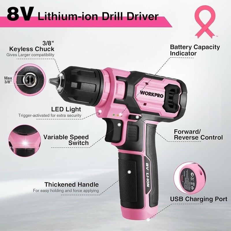 Cordless Electric Drill Driver 8V Rechargeable W/ 21 Accessories Lightweight New gallery