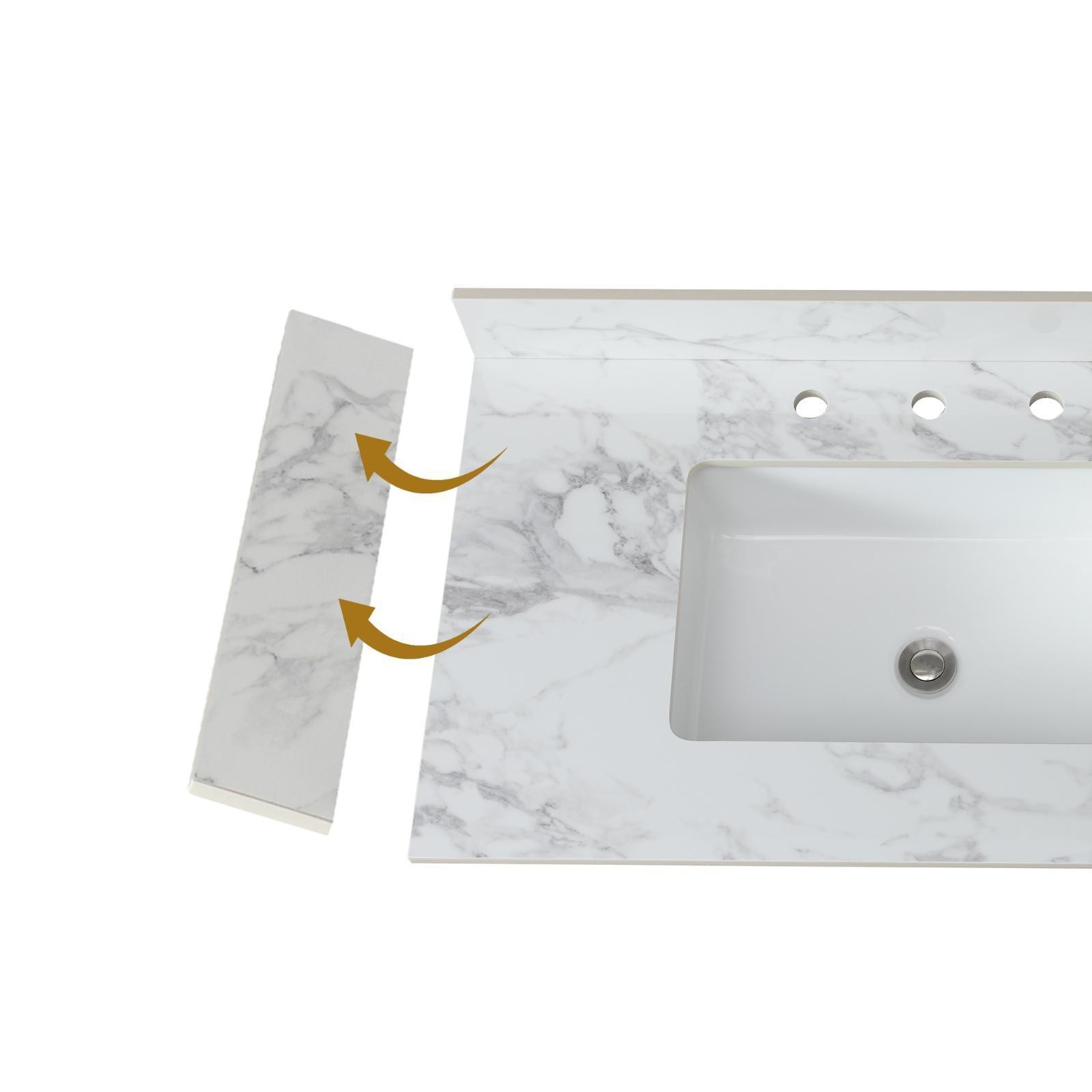 Bathroom Sink Side Splash 22 X 4 Inch Artificial Marble Stone Bianco Carrara gallery