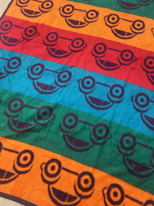 RARE Biederlack Reversible Blanket Throw VW Volkswagen Peace Buggy Car 59x78 USA gallery