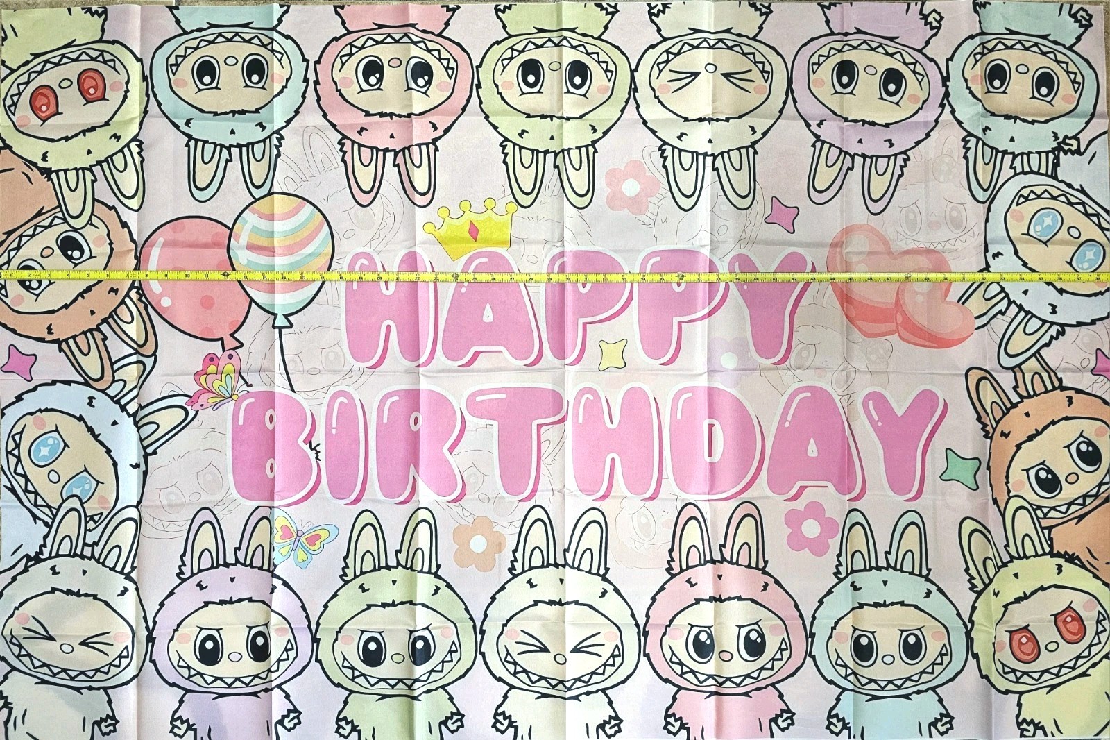 LabubMonster Birthday Party Photo Backdrop Banner Nylon BIG 5 X 3 FT gallery