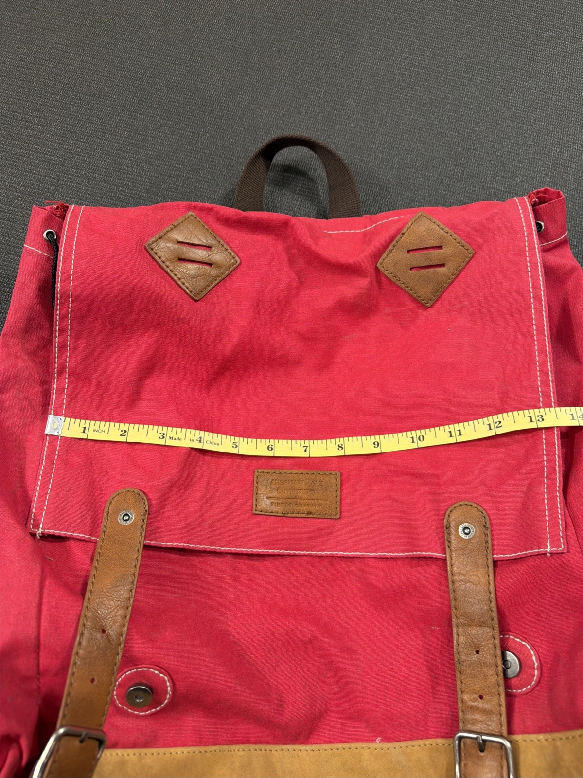 American Eagle Outfitters Canvas Backpack Draw String Faux Leather Trim 3