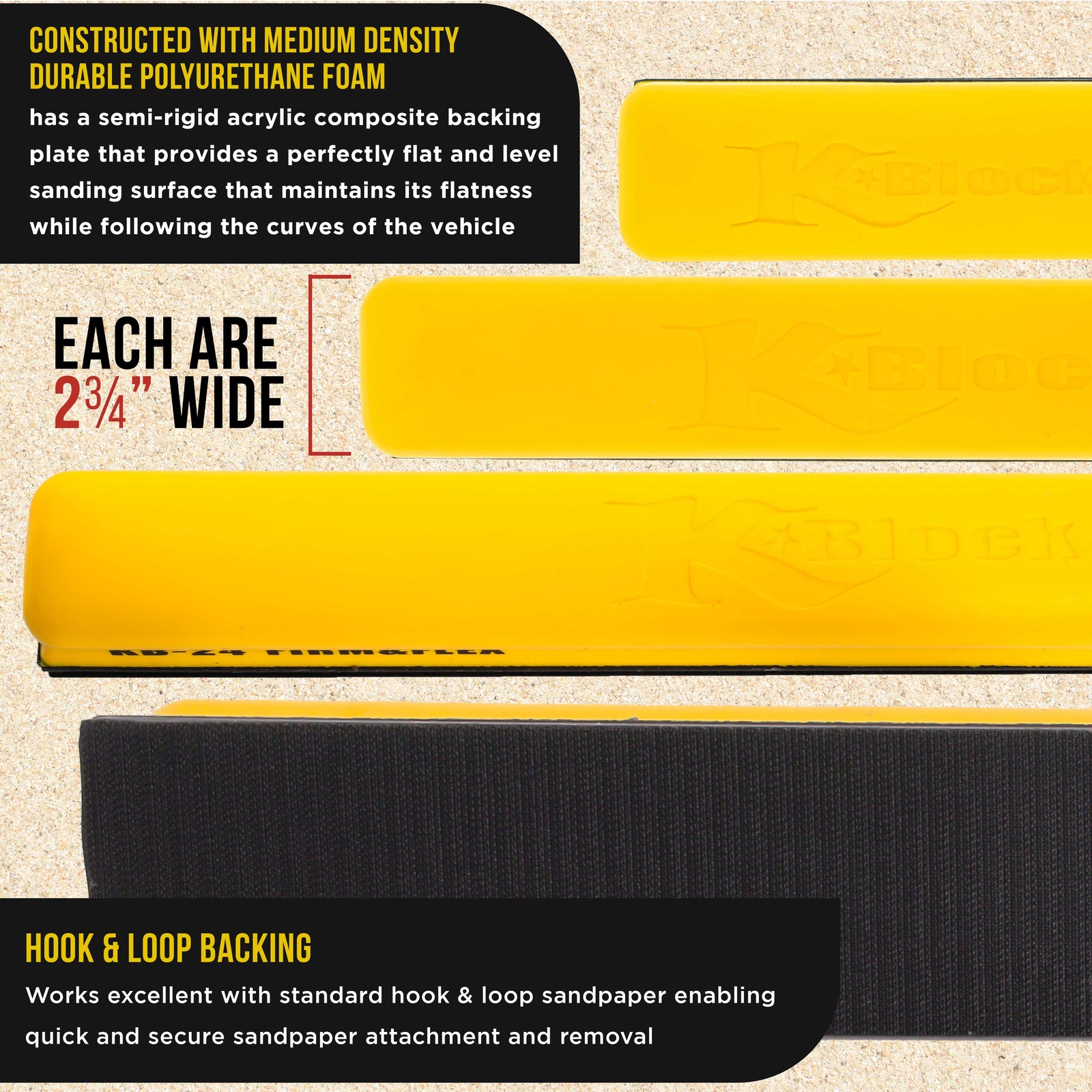 K-Block Sander Firm & Flex Hand Sanding Block Kit, 9", 16", 24" with Hook & Loop gallery