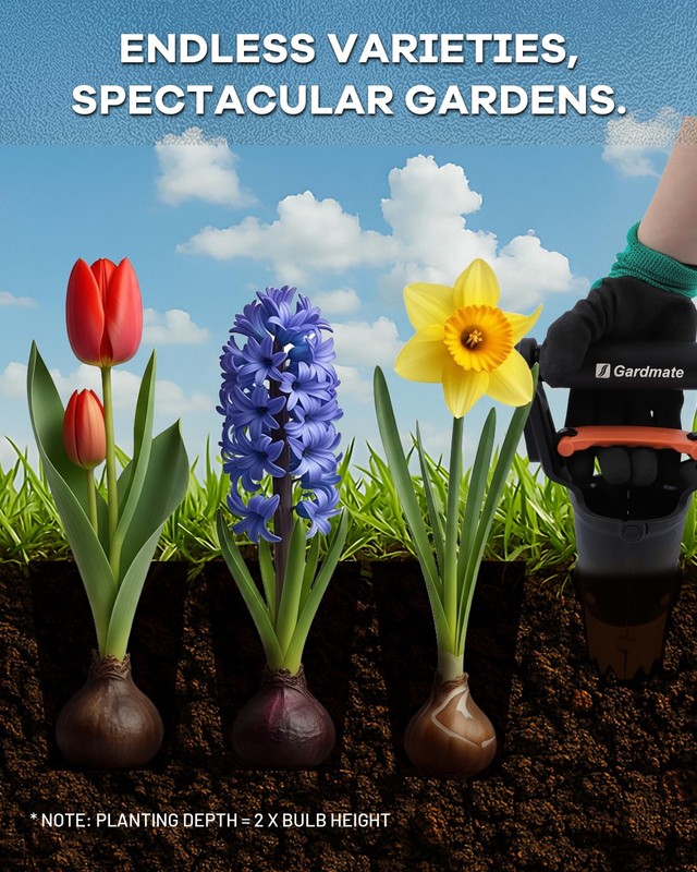 Bulb Planter Tool - One-Touch Automatic Bulb Planter for Bulbs, Seeds & Seedl... gallery