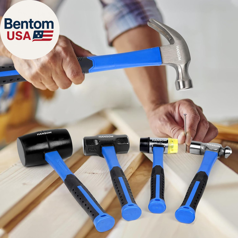 5-Pack Hammer Set,Rubber Mallet 32Oz, Double-Faced Mallet 22Oz,16Oz Claw Hammer, gallery