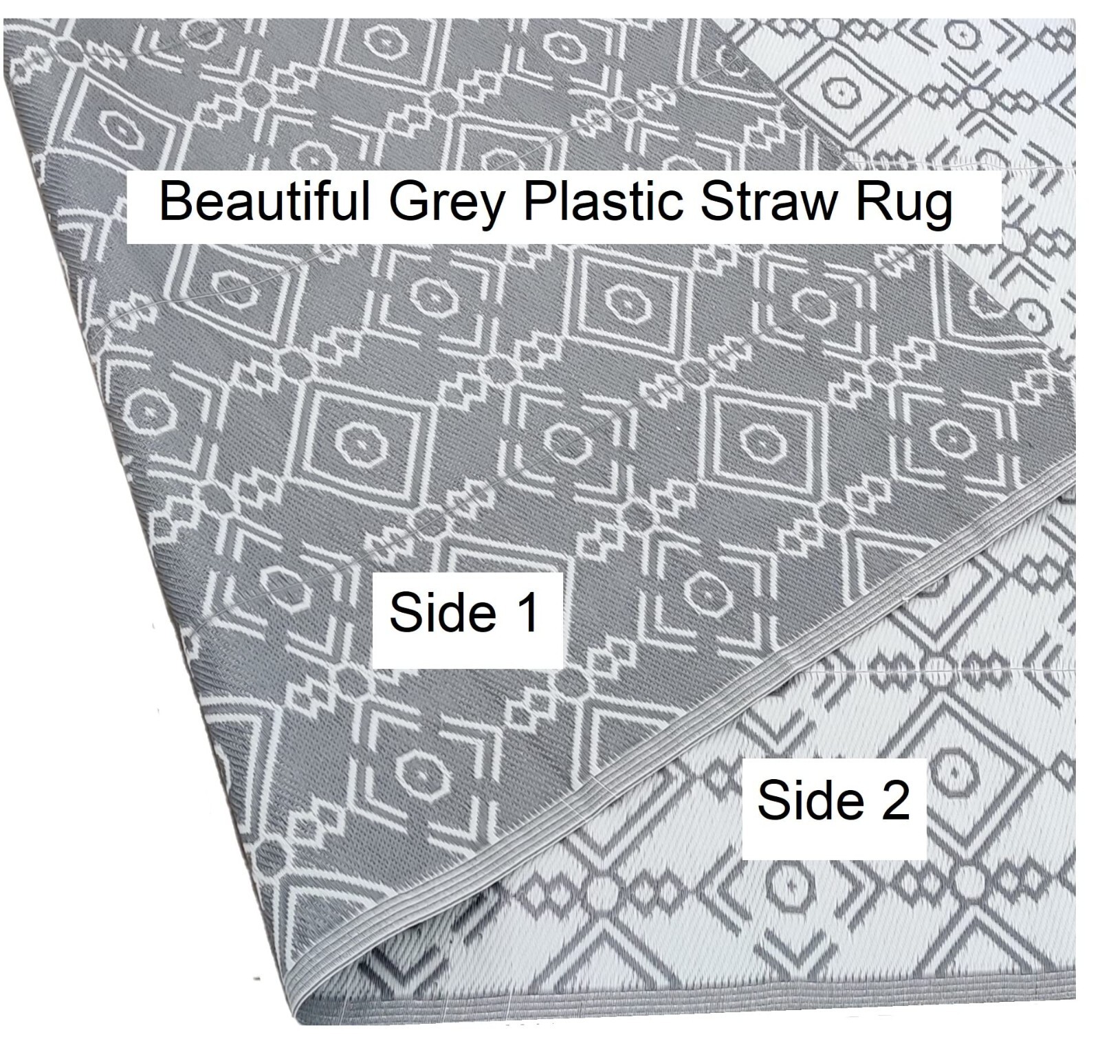 5x7 Grey Outdoor Plastic Patio Rugs Clearance Waterproof RV Camper Used Display gallery