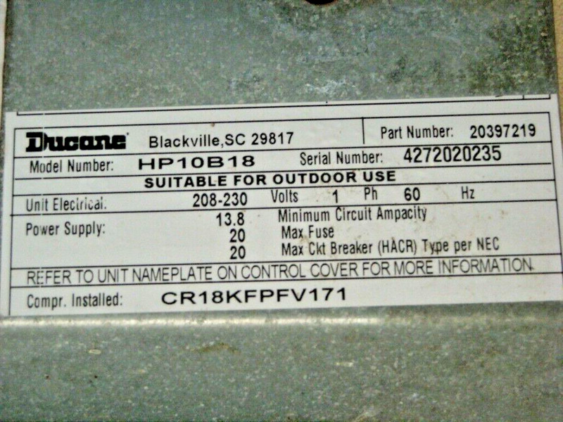 1084800A6-DUCANE HEAT PUMP CONTROL BD 1084-83-800A ASSY w/HONEYWELL RS012B 1008 gallery