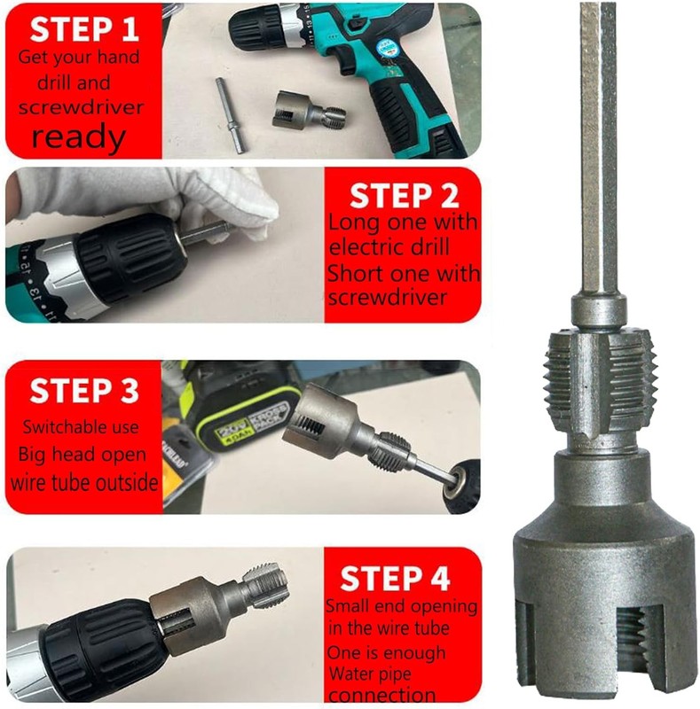 Pipe Thread Cutting Tool, Electric Drill Compatible Pvc Pipe Threader Kit gallery