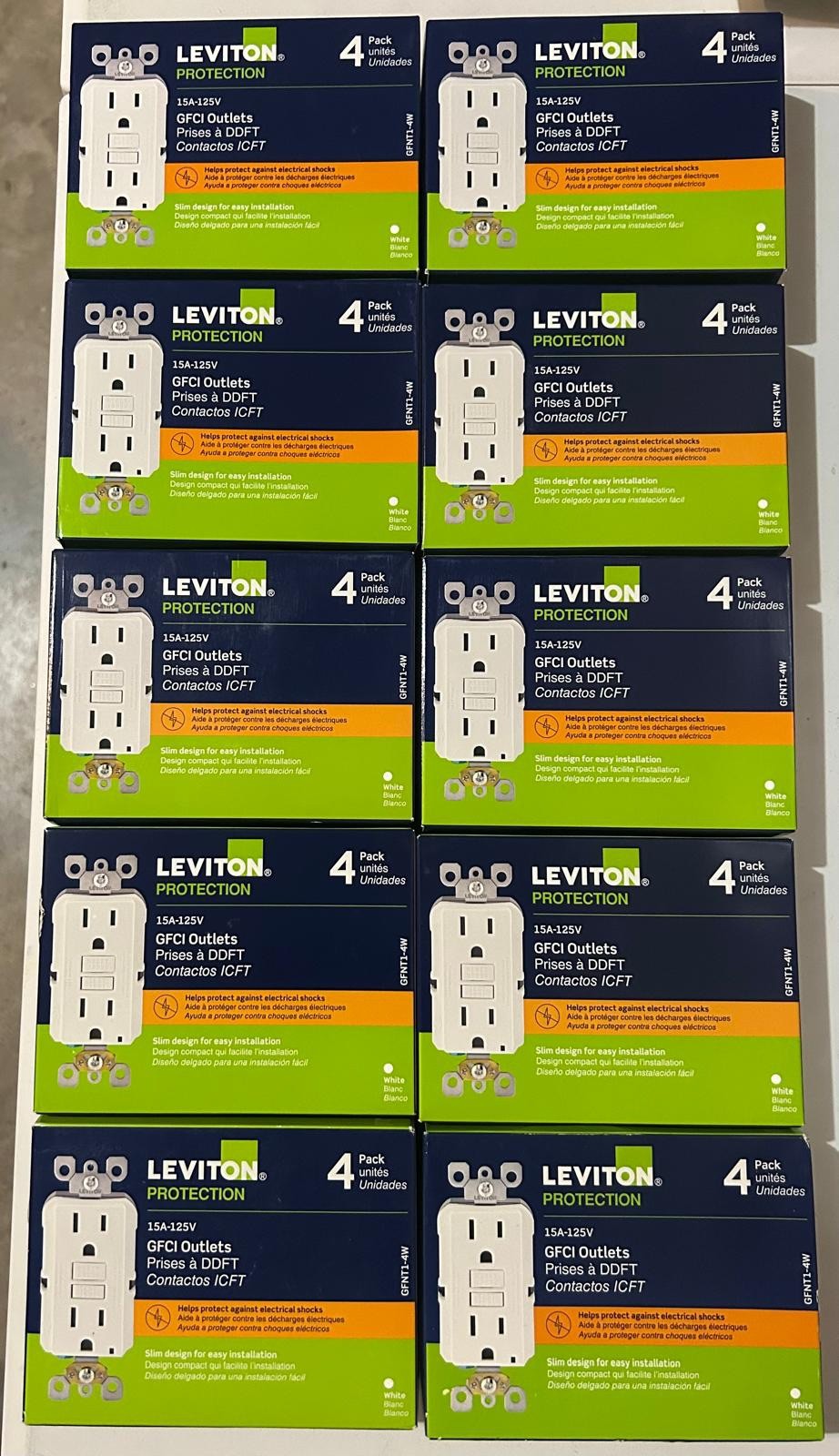 Leviton (GFNT1-4W) 15A Duplex Outlet (Pack of 10) FREE SHIPPING gallery
