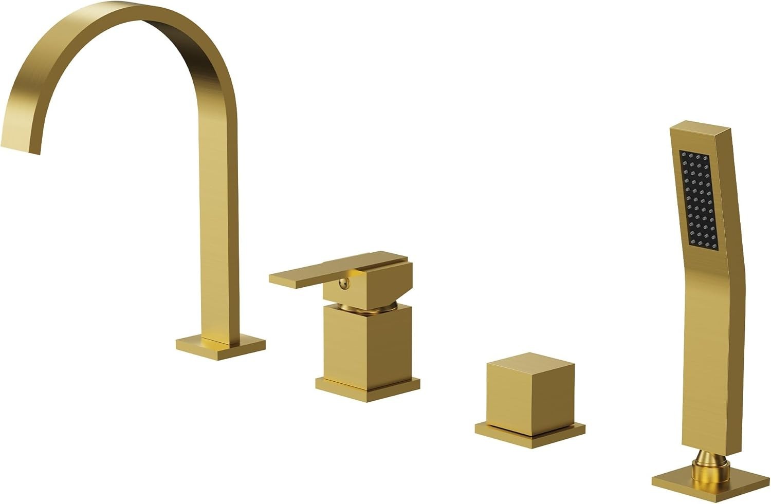 Brushed Gold Single Handle Waterfall Roman Tub Faucet Sprayer Solid Brass 4598 gallery