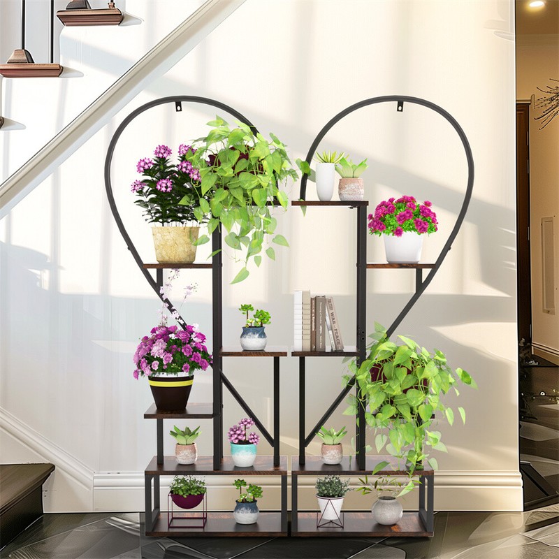 2-pack Half Heart Shape Plant Stand Heavy Duty Planter Rack for Home Office Deco gallery