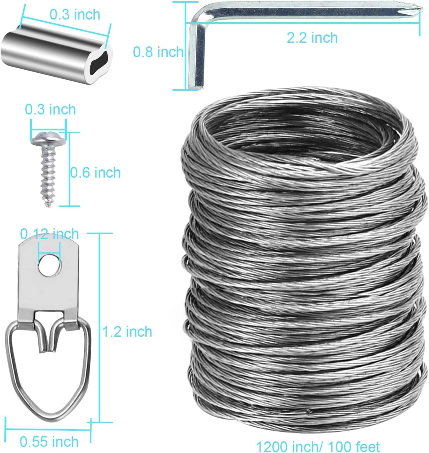 100 Pcs Picture Hanging Wire Kit, 100 Feet Heavy Duty Wire Picture Hanging gallery