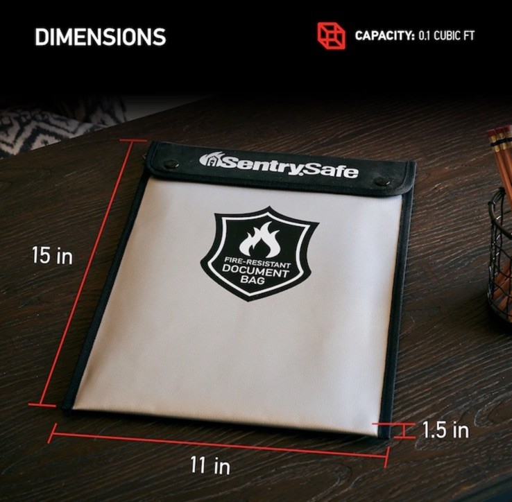 SentrySafe Fire and Water Resistant Portable Bag w/ Zipper for Money / Documents gallery