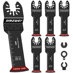 6 Pcs Extra Long Oscillating Tool Blades, Bi-Metal Curved Edge Multitool Blad…