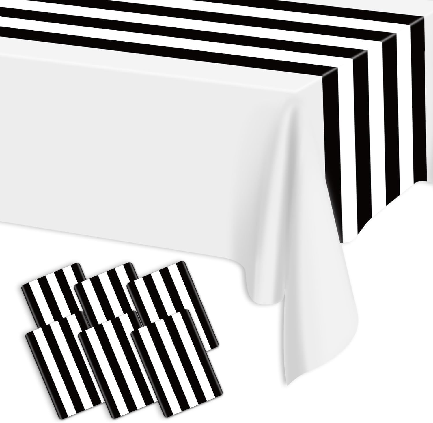 6-Pack Black and White Striped Table Runners, 14x108 Inch Black Stripes Tablerun gallery