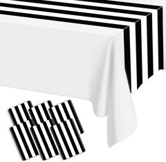 6-Pack Black and White Striped Table Runners, 14×108 Inch Black Stripes Tablerun