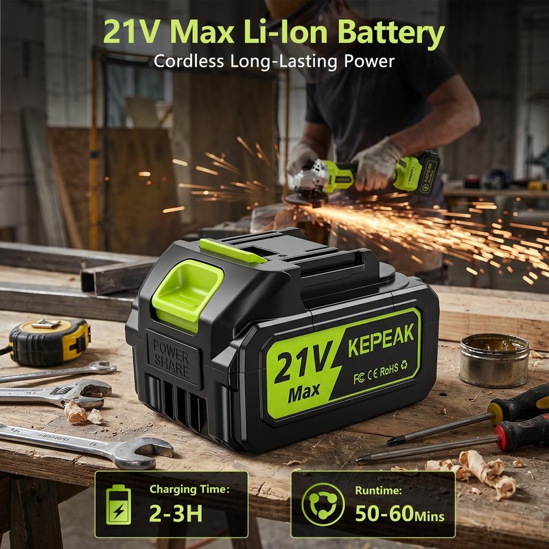 21V Cordless Angle Grinder Kit Handheld Cut Off Tool Brushless Motor w/ Battery gallery