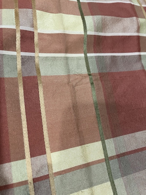JC Penny Chris Madden Silk Curtain Panels Set of 2 Gold Rust Plaid Lined 41x82" gallery