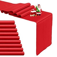 10-Pack Red Satin Table Runner 12 x 108 Inch Long Bright and Smooth Silk Fabr…