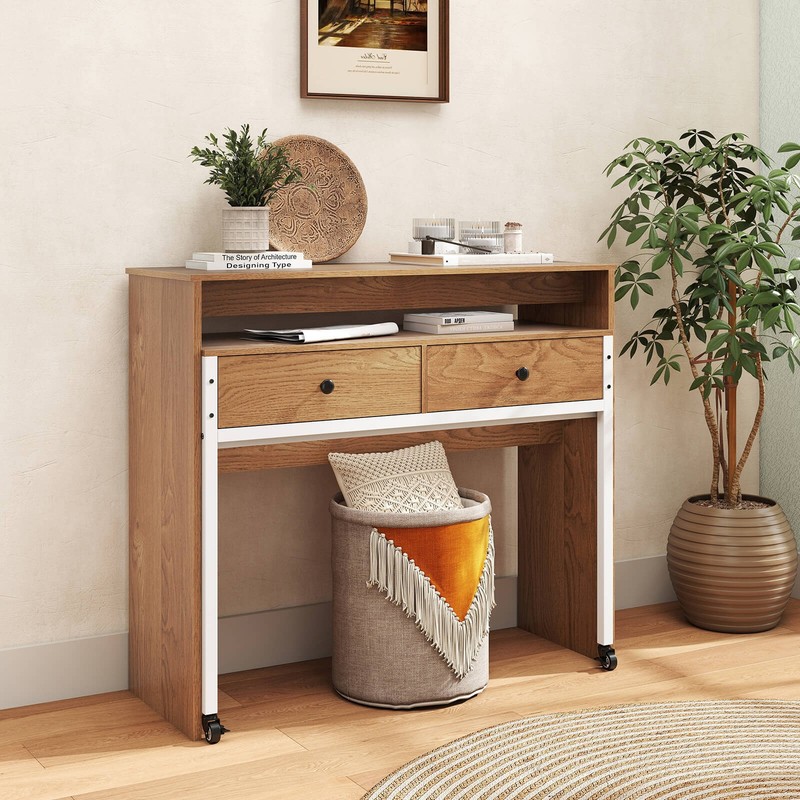 Extendable Computer Desk Console Table Writing Study Place Drawer & Wheels gallery