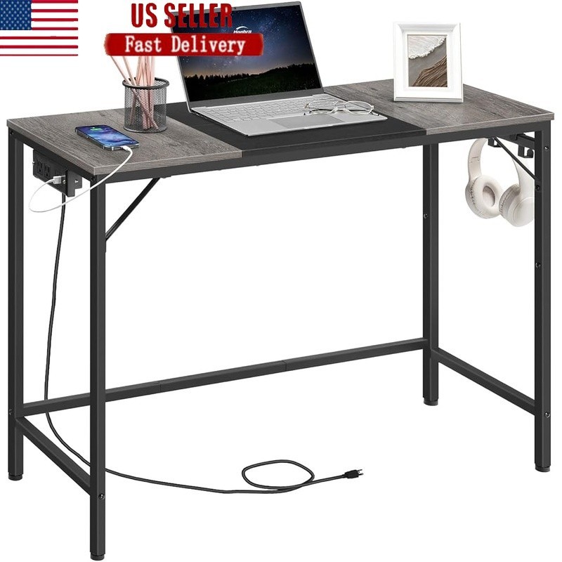 Durable Compact Computer Desk W/ Storage Hooks Home Office Study Gaming New