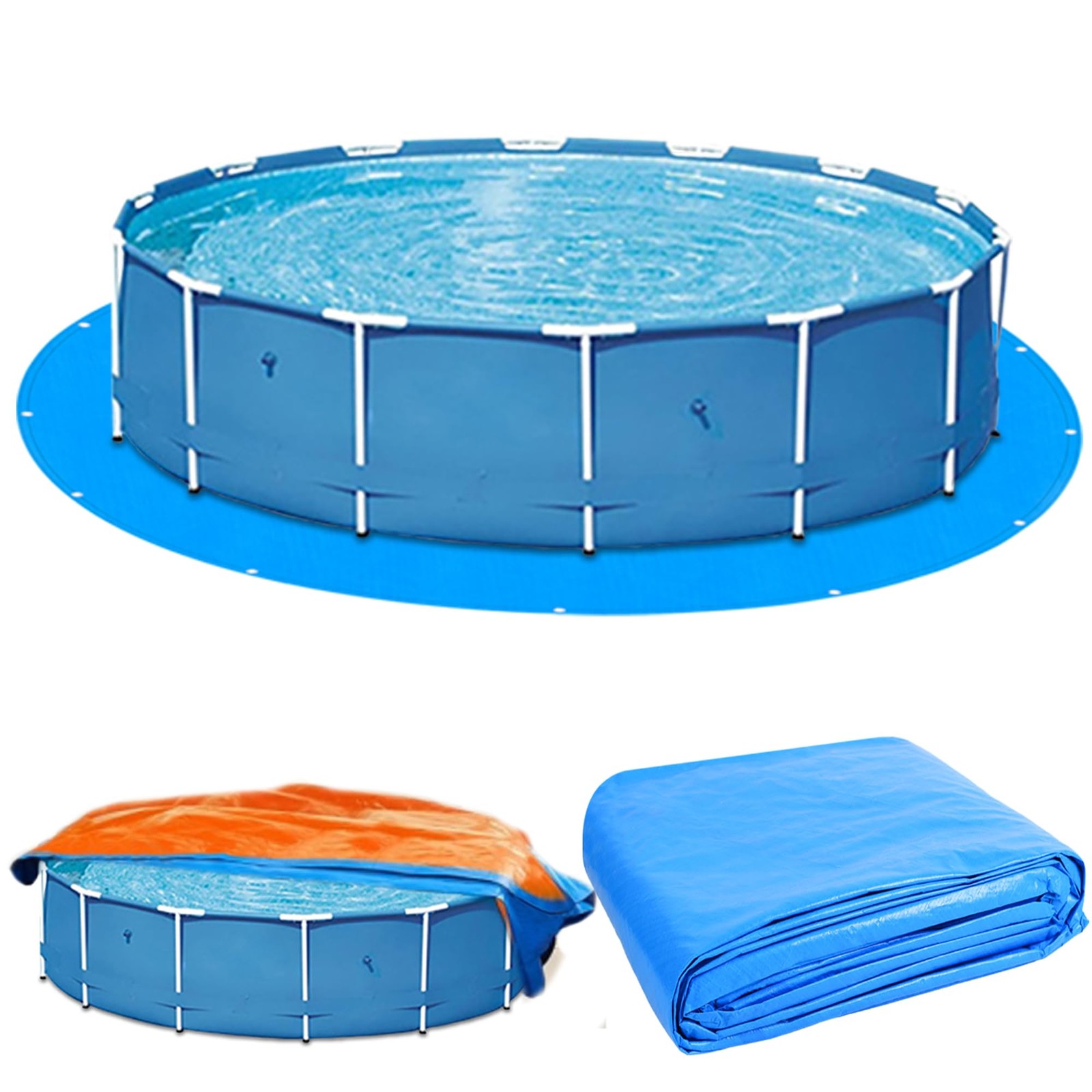 15FT Round Swimming Pool Liner Pad Heavy Duty Swimming Pool Ground Cloth Tarp... gallery