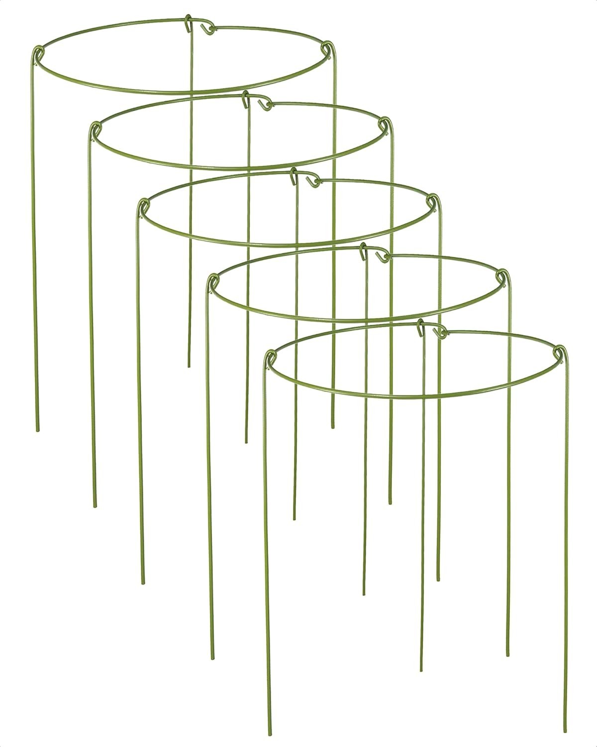 5 Pack Plant Support Stakes, Adjustable Plant Ring Cages with Green Rubber Wr... gallery