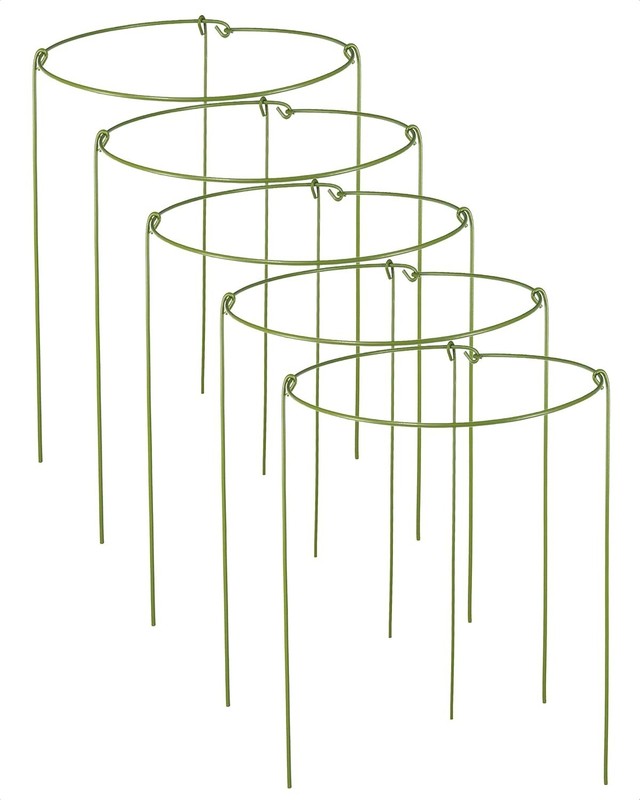 5 Pack Plant Support Stakes, Adjustable Plant Ring Cages with Green Rubber Wr... gallery