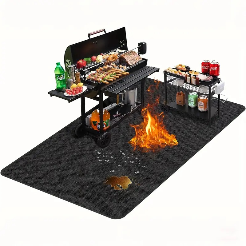 Large BBQ Grill Floor Mat Fire Oil Retardant Pad Outdoor Under Grill Protection gallery