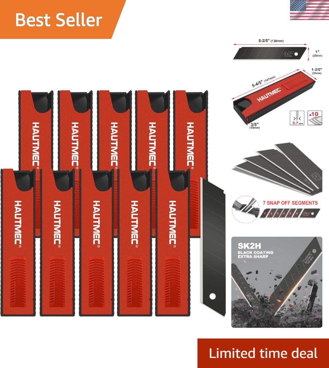 100PCS 25mm SK2H Ultra Sharp Snap Off Blades, 10 Pack Professional Retractabl... gallery