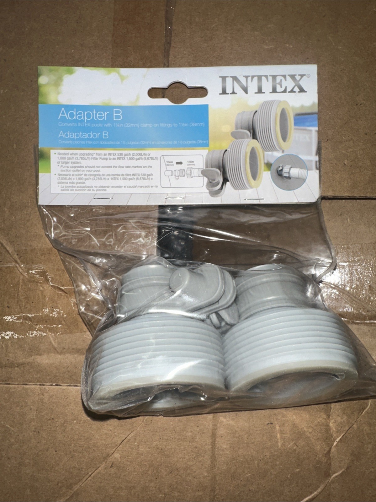 (2-Pk) Intex Pool Fittings Converter Accessory Clamp Adapters Type B Gray 29061E gallery
