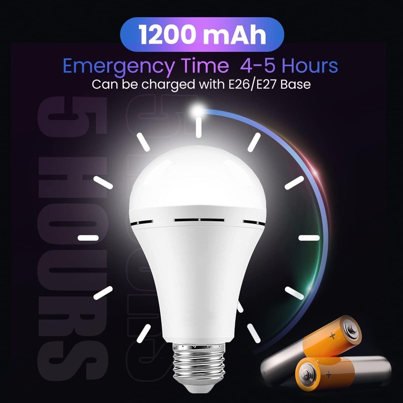4PCS A19 Rechargeable Emergency Light Bulb 60W Equivalent 1200mAh Battery Backup gallery