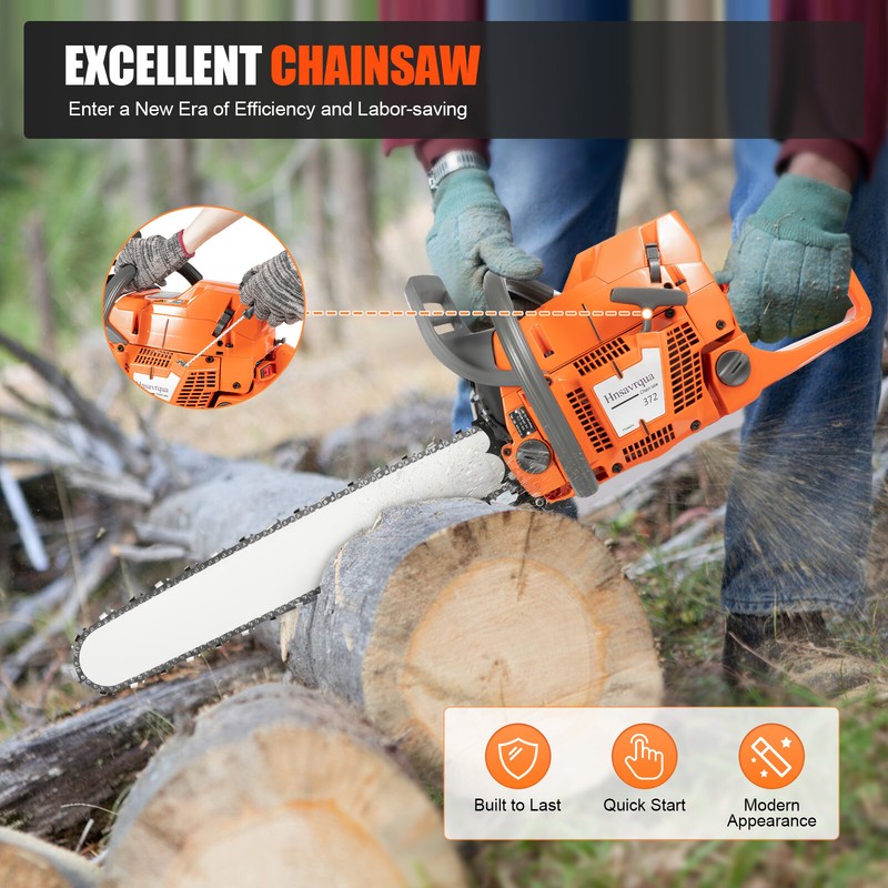 72cc Gas Powered Chainsaw with 24'' Guide Bar Chain Saw 2-Stroke Engine Cut Wood gallery