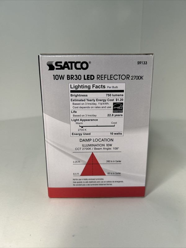 (3 PACK)LED Reflector Light 10W 108° BR30 Medium Base 2700K Warm White(NEW)S9133 gallery
