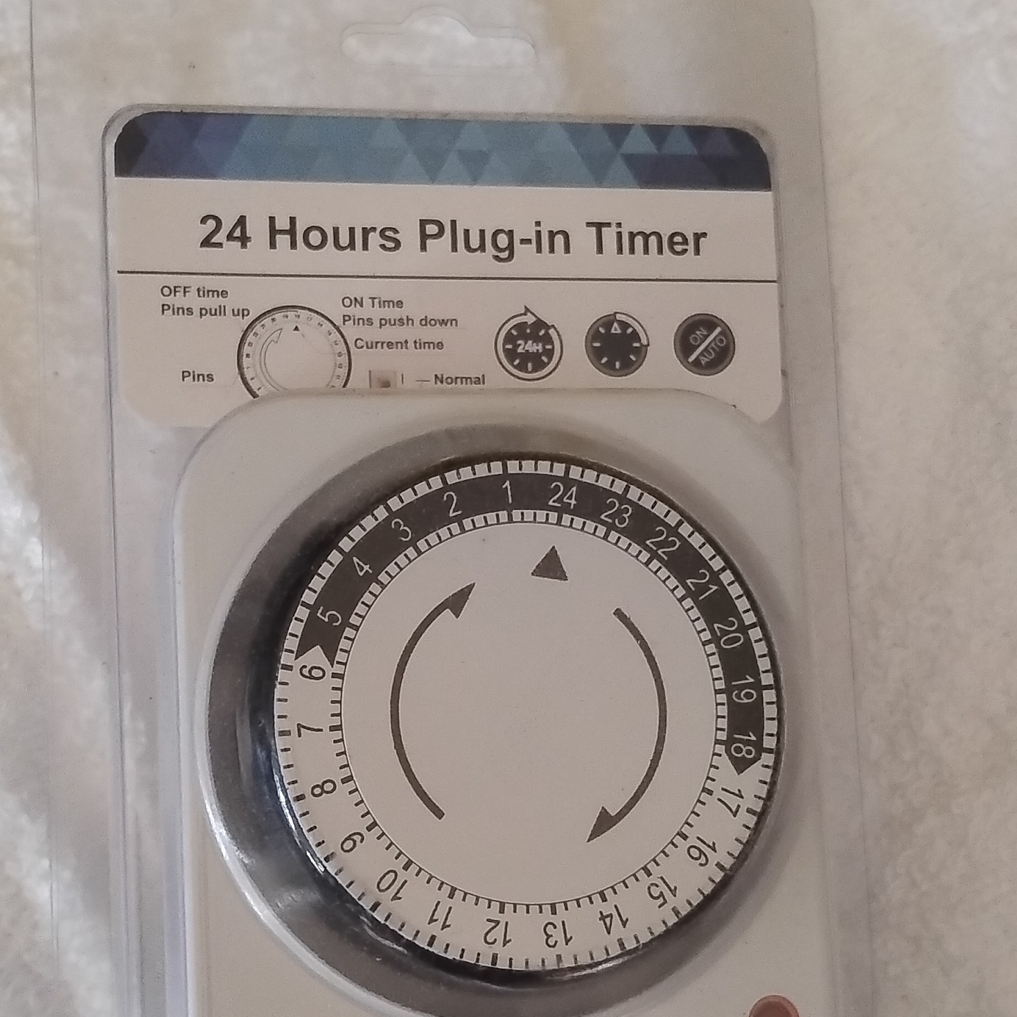 24 Hours Plug-in Timer Wall Switch, Rotary Dial, Auto-Off, 121-140V, White gallery