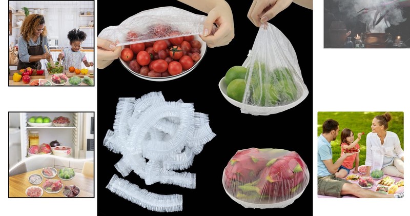 Microwave-Safe 200-Pcs Elastic Fresh Keeping Bags - Easy Food Storage Solution gallery
