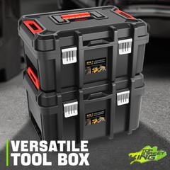 2Pcs Large Portable Garage Wordshop Lockable Organizer Storage Tool Box Set