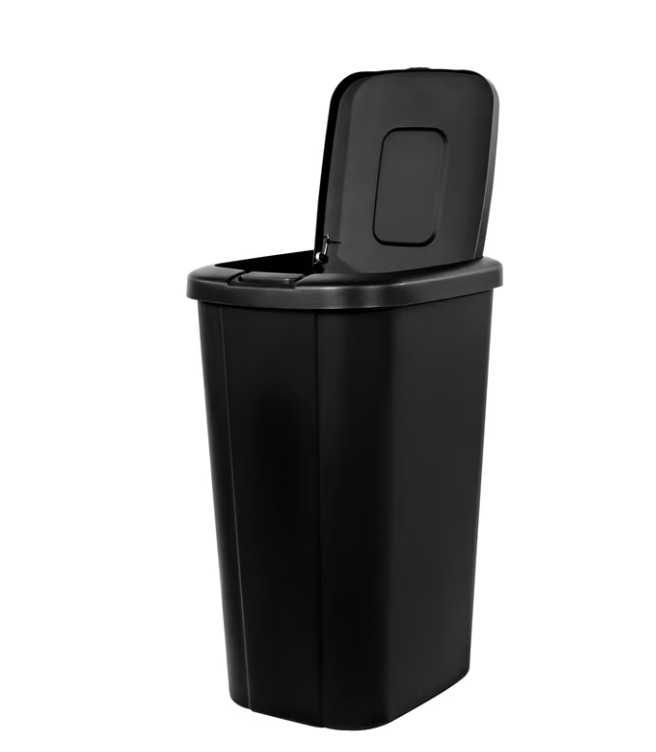 Hefty 13.3 Gallon Kitchen Trash Can Touch Top Push Button Lid Black gallery