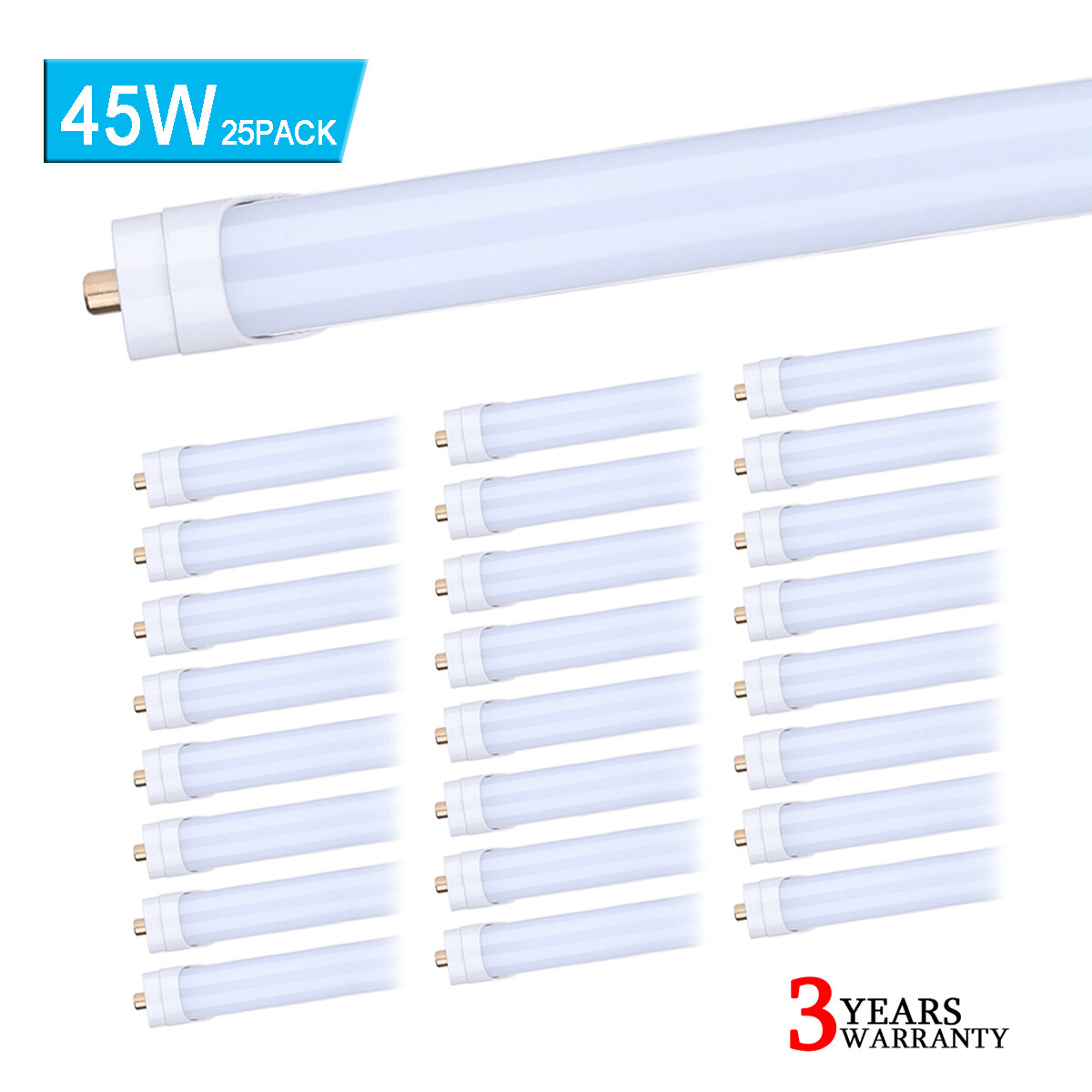 25 Pack T8 FA8 Single Pin 8' Led Tube Light Bulbs 45W 8FT Led Shop Light 5000K gallery