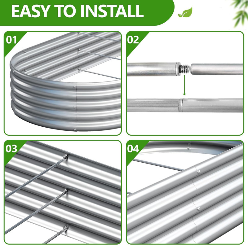 2Pc Galvanized Raised Garden Bed 8x4x1ft Metal Planter Box Outdoor gallery