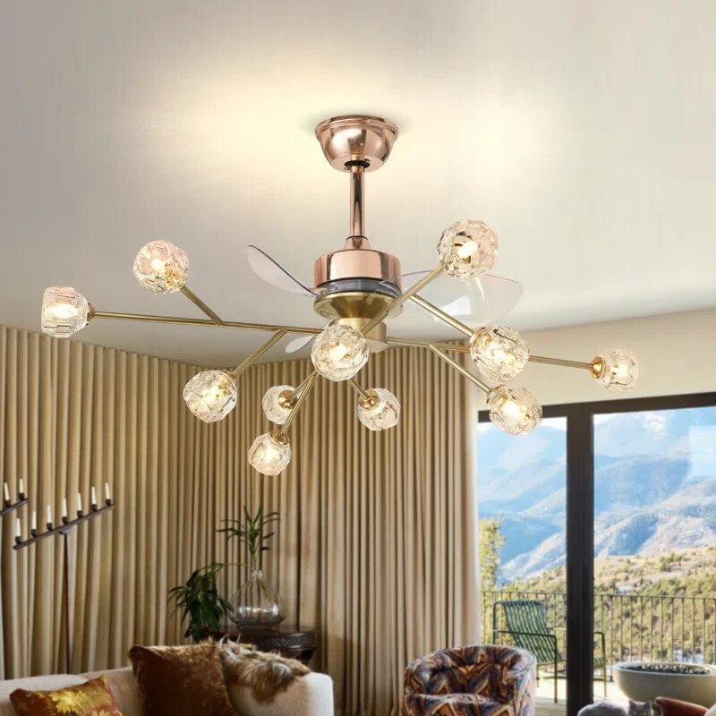 42'' Ceiling Fan with 12-light Sputnik Crystal Chandelier 6 Speeds and Reverse gallery