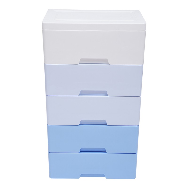 Gradient Blue Stackable Vertical Clothes Storage Tower with 5 Drawers gallery